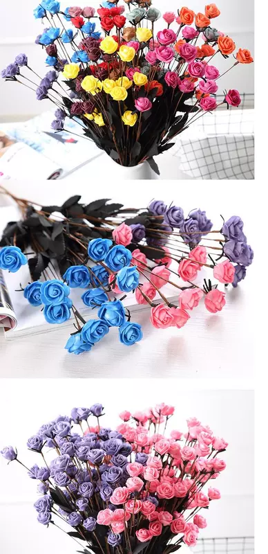 Mô phỏng hoa hồng nhỏ trang trí nhà phòng khách bàn cà phê Cây PE đơn hoa khô lụa hoa trang trí hoa - Hoa nhân tạo / Cây / Trái cây hoa anh đào giả