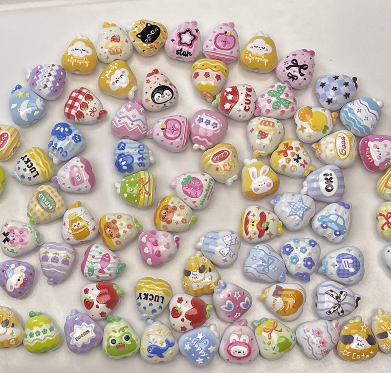 Glow-In-The-Dark Solid Color Small Pear Print Embossed Beads Handmade DIY Beaded Phone Chain Keychain Bag Hanging Chain Accessories