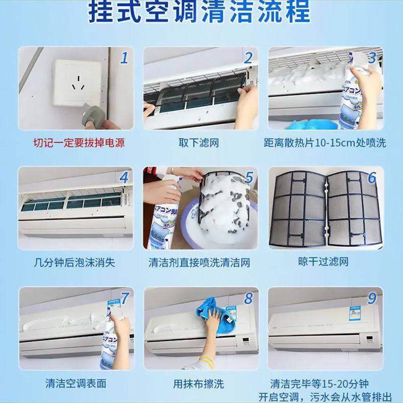 Air Conditioner Cleaning Agent, Powerful Decontamination, Special for Cleaning Air Conditioners, Household External and Internal Units, Foam Deodorizing, No Disassembly, No Washing, Cleaning Agent