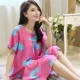 Yiban mùa hè cotton lụa thanh niên đồ ngủ nữ rayon mẹ váy ngủ cotton lụa cộng với chất béo kích thước lớn dịch vụ tại nhà mỏng - Đêm đầm