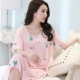 Yiban mùa hè cotton lụa thanh niên đồ ngủ nữ rayon mẹ váy ngủ cotton lụa cộng với chất béo kích thước lớn dịch vụ tại nhà mỏng - Đêm đầm