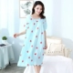 Yiban mùa hè cotton lụa thanh niên đồ ngủ nữ rayon mẹ váy ngủ cotton lụa cộng với chất béo kích thước lớn dịch vụ tại nhà mỏng - Đêm đầm