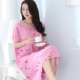 Yiban mùa hè cotton lụa thanh niên đồ ngủ nữ rayon mẹ váy ngủ cotton lụa cộng với chất béo kích thước lớn dịch vụ tại nhà mỏng - Đêm đầm