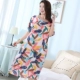 Yiban mùa hè cotton lụa thanh niên đồ ngủ nữ rayon mẹ váy ngủ cotton lụa cộng với chất béo kích thước lớn dịch vụ tại nhà mỏng - Đêm đầm