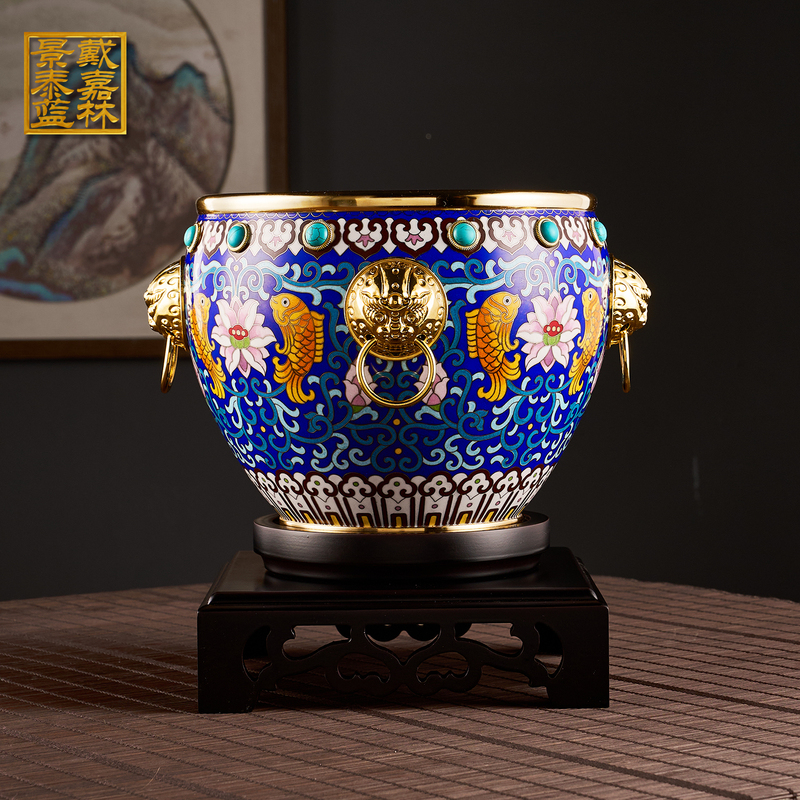 Dragon Teng Four Seas Fortune Jar Dai Jialin Cloisonné Crafts Ornament Treasure Bowl Opening Prosperity Jar