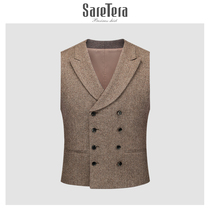 Mens casual suits waistcoat waistcoat for thick flowers double-row buttoning horse clamping trendy herringbone tattooing wool vest