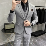 Комплект, трендовое свадебное платье для отдыха, черный костюм, облегающий крой, 3 предмета, в корейском стиле, большой размер