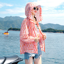 Sunscreen Women summer 2021 new short UV protection breathable thin coat print long sleeve sunscreen cardigan