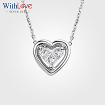 WithLove cronyism the more white 18K gold heart-shaped diamond pendant peach heart-shaped real diamond pendant a lifetime