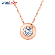 WithLove 18K rose gold choker diamond necklace bubble single diamond pendant big real diamond to send girlfriend