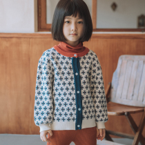 Olinali Original Cashmere Cotton Vintage Fair Island Jacquard Contrast Girl Cardigan