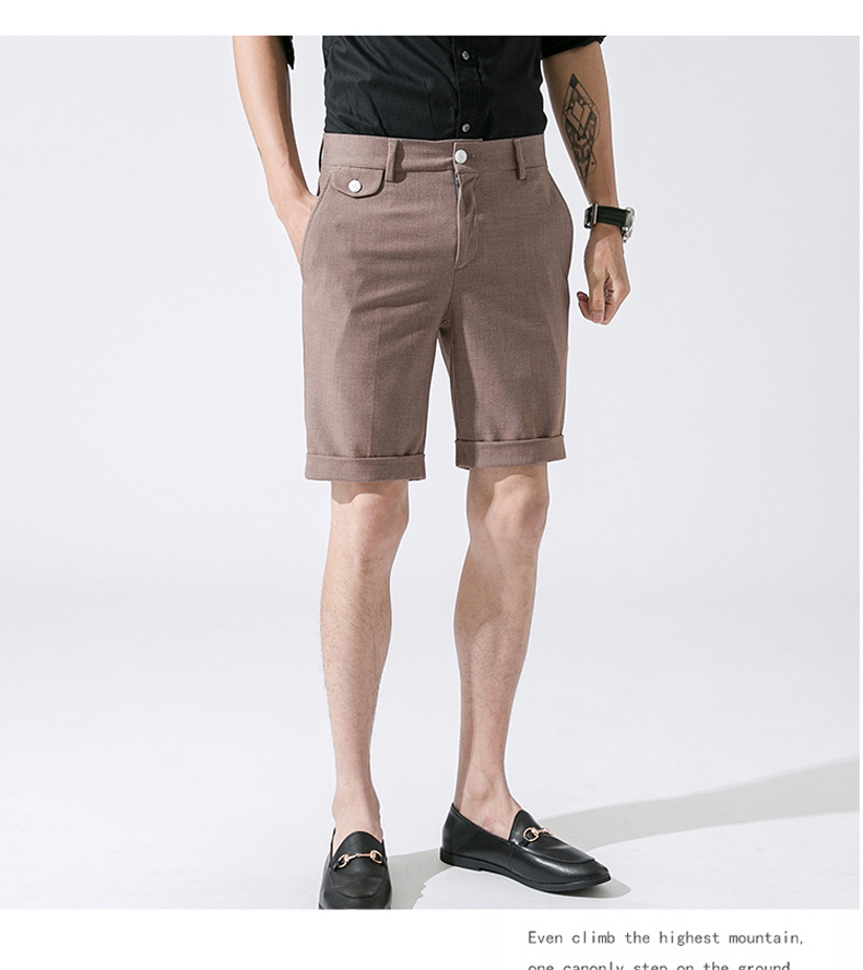 Suit quần short nam mùa hè Slim England Phiên bản Hàn Quốc 5 quần 5 điểm mùa hè mỏng phần xu hướng quần âu nam - Suit phù hợp quan tay nam