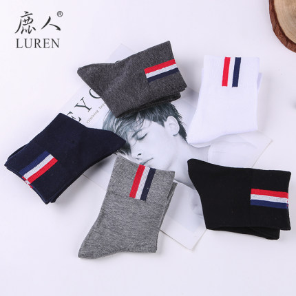 鹿人男中筒棉袜子秋冬季男士休闲运动袜子韩版