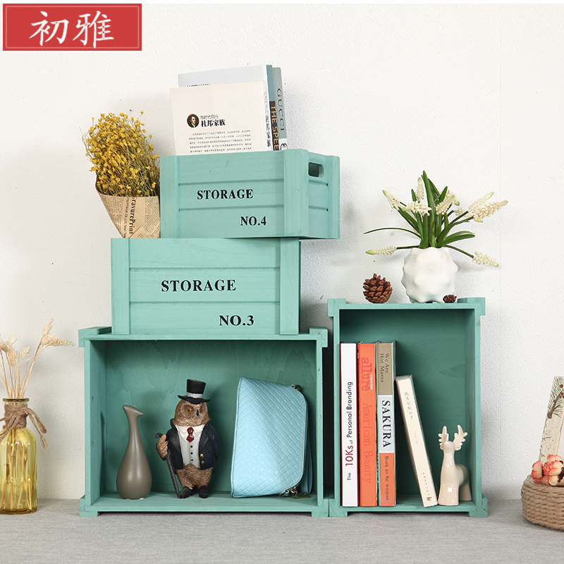 Storage box wooden box storage box wooden locker combination glove box solid wood drawer type storage cabinet wooden box