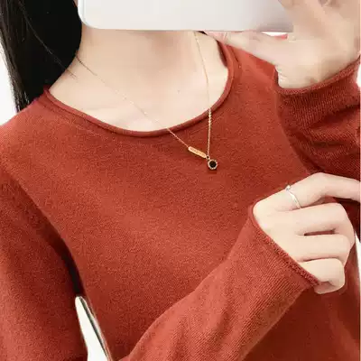 Thin round neck sweater pullover long sleeve knitwear women loose short style commuter slim base shirt big size