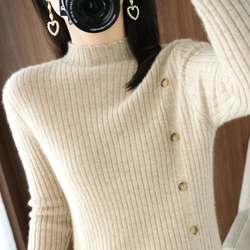 New open-headed sweater in autumn and winter with long sleeve-beaten non-cashmere tops