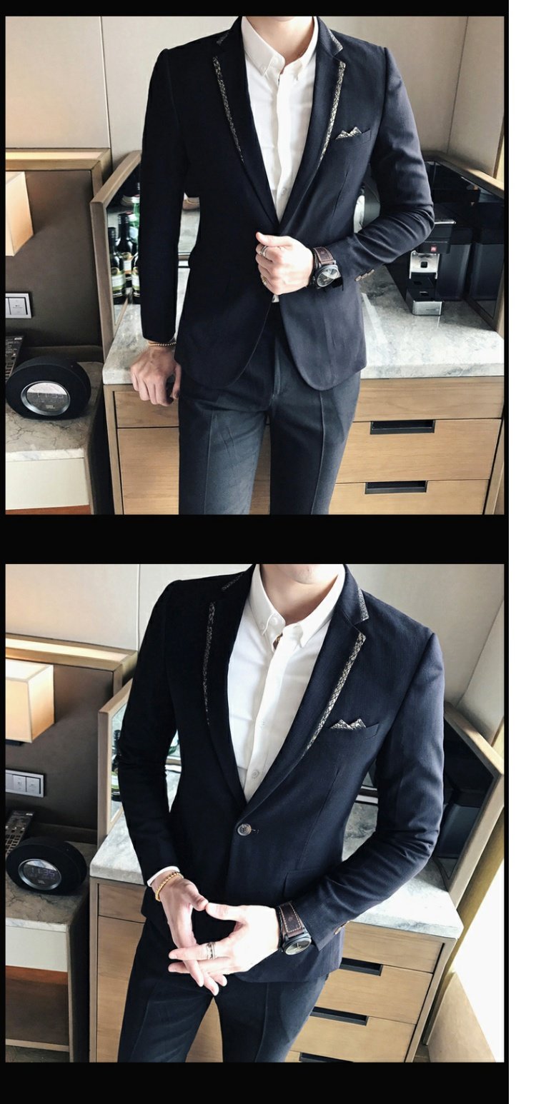 Chú rể Hôn nhân Phù hợp với Máy chủ Trình diễn Trang phục Thợ làm tóc Hộp đêm Phù hợp với Nam Thêu Tiệc Tiệc đồ công sở nam