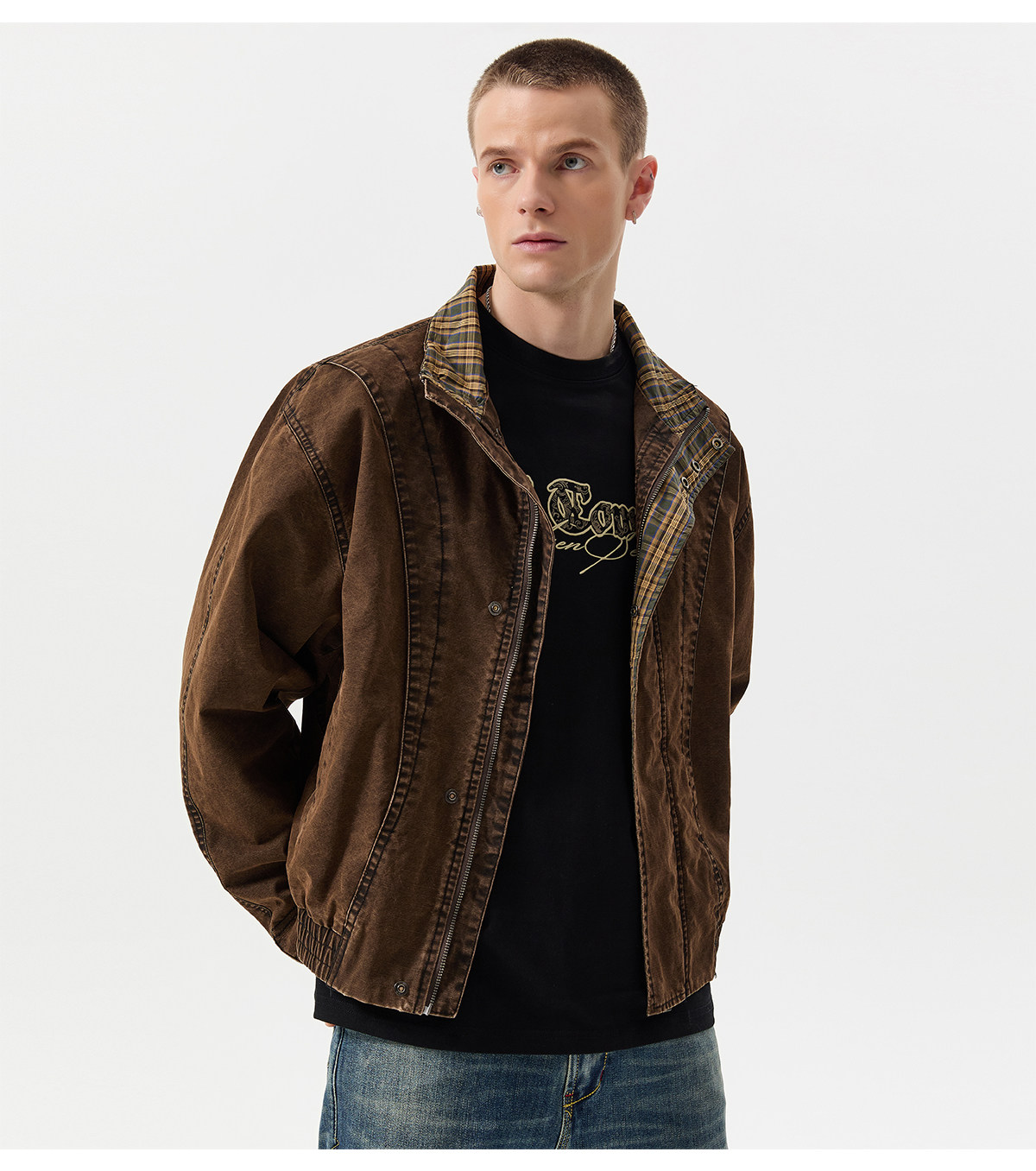 LAZIRO Lente En Herfst Mannen Opstaande Kraag Slanke Dunne Jas