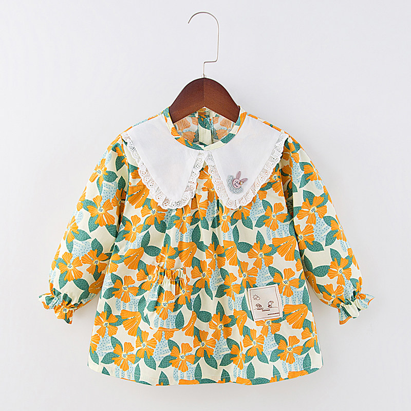 Baby Hood Clothes Girl Autumn Winter Outwear Foreign Pie Waterproof Eating Clothes Children Long Sleeve Princess Baby Enclosure Anti-Wear