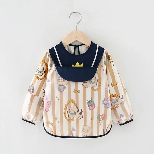 Детский фартук, слюнявчик, хлопковый водонепроницаемый нагрудник, анти-грязь, с карманом, сзади на завязках