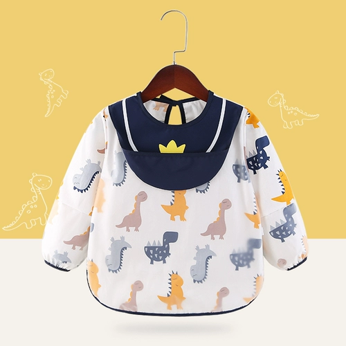 Детский фартук, слюнявчик, хлопковый водонепроницаемый нагрудник, анти-грязь, с карманом, сзади на завязках