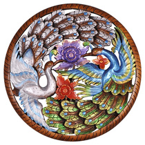 Iserie Wood Sculpture Decoration Painting Retro Chinese Style Living Room Genguan TV Background Wall Wall Decoration Wall-mounted Wall Decoration Pendant