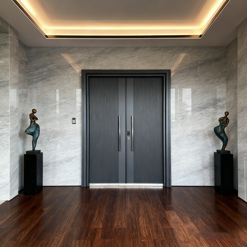 Cast Aluminum Villa Double-Door Main Entrance Door, Double-Opening Rural Self-Built House Main Entrance Door, Double Entry Door