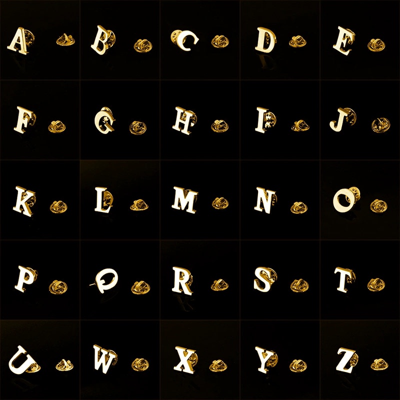 High-Quality Light Luxury Niche Men's Accessories Suit Shirt Chest Pin Gold Letter Brooch High-End Men's Gift Present