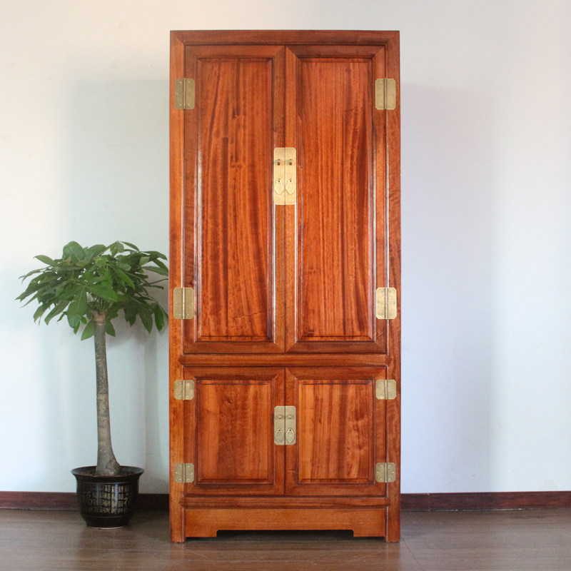 New Chinese-style solid wood wardrobe camphor wood simple two-door storage cabinet modern bedroom home storage casement wardrobe