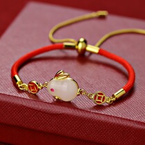 outlets withdraw the good bull goods picked up 18K jade rabbit red rope bracelet life of the national festival girlfriend gift handdress