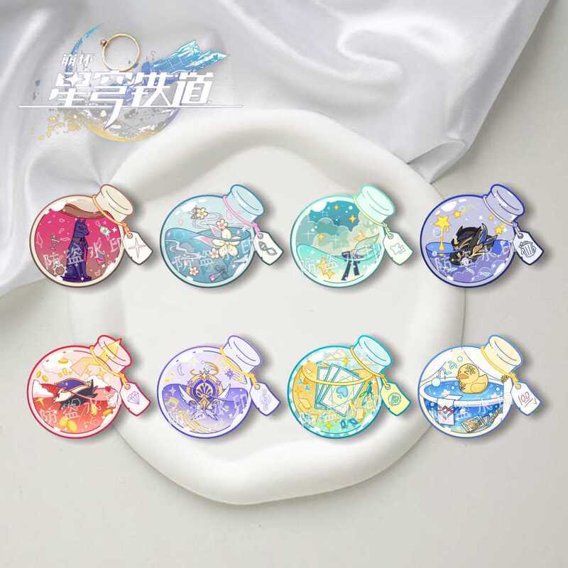 Honkai Star Rail Small Flask Acrylic Badge Flowing Firebird Sand Gold Galahad Brooch Pendant Gift