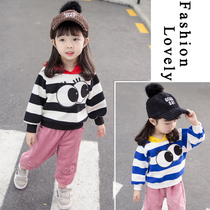Baby girl plus velvet sweater foreign style girl coat early autumn and winter fashionable baby boy 2021 New one velvet child