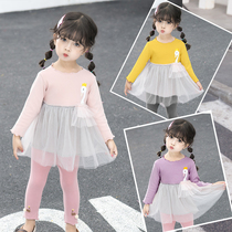 Baby girl autumn skirt top mesh gauze girl long sleeve T-shirt spring and autumn childrens clothing Princess baby baby thin model
