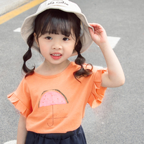 Girls short-sleeved T-shirt summer one-year-old female baby body shirt summer clothes baby shirt cotton thin Foreign