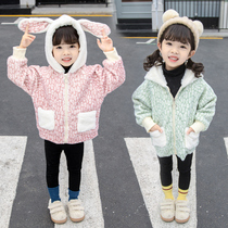 Girls plus velvet jacket 2021 autumn and winter new baby girl foreign style Joker children thick fashion tide