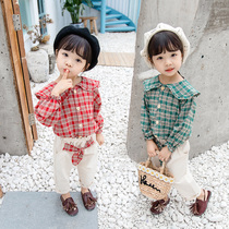 Female baby plaid suit 2021 autumn new girls foreign-style children childrens clothing Korean version of spring and autumn two-piece set