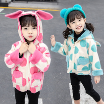 Baby girl plus velvet thickened coat 2021 new autumn and winter foreign style children Girls baby children winter dress Korean version