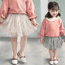 Girl skirt spring and autumn children Princess foreign style childrens short skirt female baby net dress dress 2021 Autumn New