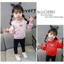 Girls Net Red Love T-shirt spring and autumn foreign baby Autumn long sleeve base shirt thin baby cotton coat