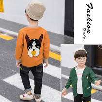 Boys knitted sweater 2021 new foreign style Korean version of male baby cardigan coat children Spring and Autumn thin baby children