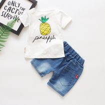 Boys summer short sleeve sports suit summer baby boy summer thin boy baby two-piece handsome tide childrens clothing