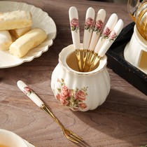 European fruit fork set creative cute snack fork small luxury fashion stainless steel home cake dessert fork