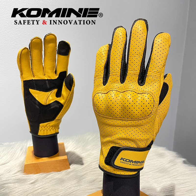 KOMINE Spring Summer Light Retro Goat Leather Moron rider Locomotive Joint Armor riding gloves male and female GK-257
