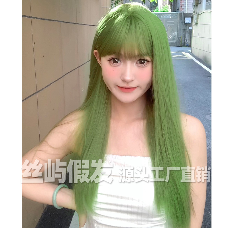 Wholesale Wigs for Women, Everyday Trendy Grass Green Summer Green Long Straight Hair, Natural and Realistic Full Head Wig Wholesale Wigs for Women, Everyday Trendy Grass Green Summer Green Long Straight Hair, Natural and Realistic Full Head Wig
