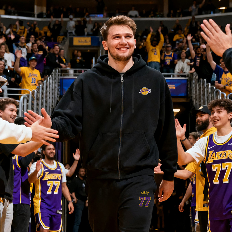 Lakers Luka Doncic Autumn and Winter Fleece Sweatshirt Men's Hooded Cardigan James Jacket Curry Zipper Hoodie