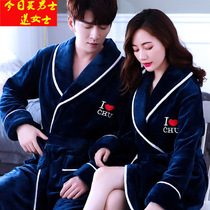 Nightgown couple models 2022 new autumn and winter models cute couple plus velvet Korean version coral velvet fashion bathrobe season