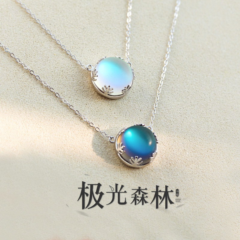 Flower Bud Original Extreme Light Forest Pure Silver Necklace Female Temperament Girl Temperament Girl Duo student duo Lock Bones Pendant 100 lap
