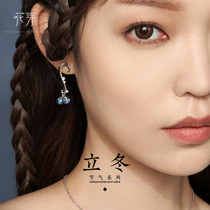 Flower Bud original beginning winter earrings 2021 New Tide special design sense retro niche silver pin earrings earrings female