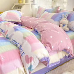 Four-Piece Set of Pure Cotton Bedding, 2025 New Model, Bed Sheet, Duvet Cover, Three-Piece Set for Students, Summer Dormitory