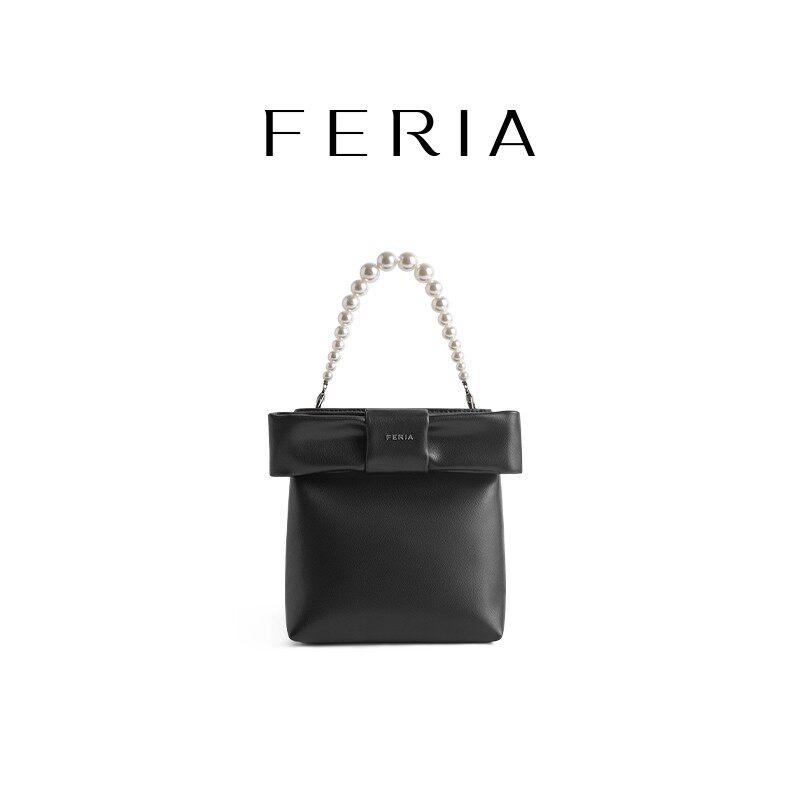FERIA【蝴蝶结小方包】FE306B171韩国小众品牌时尚休闲黑色包包YY